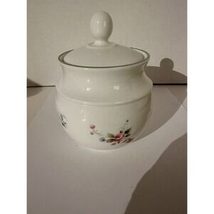 VTG Royal Vale Sugar Bowl Bone China Lidded Made In England Floral Green Rim EC